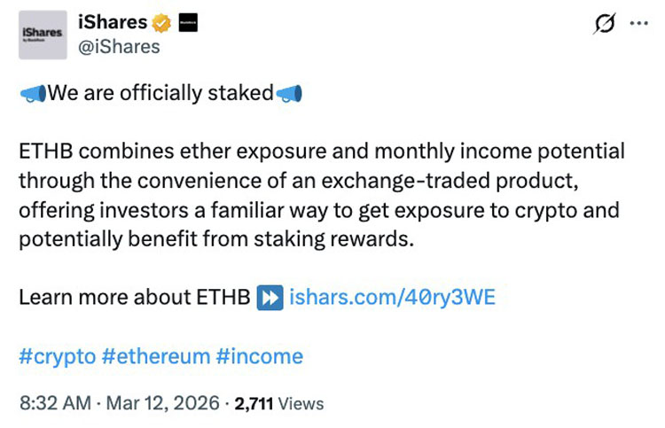 贝莱德:质押ETH ETF获敞口收益