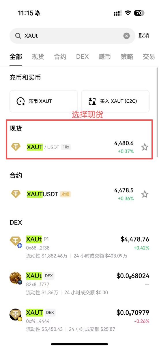 步骤三:搜寻XAUt 交易对_图2