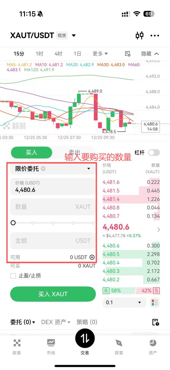 步骤四:下单买入