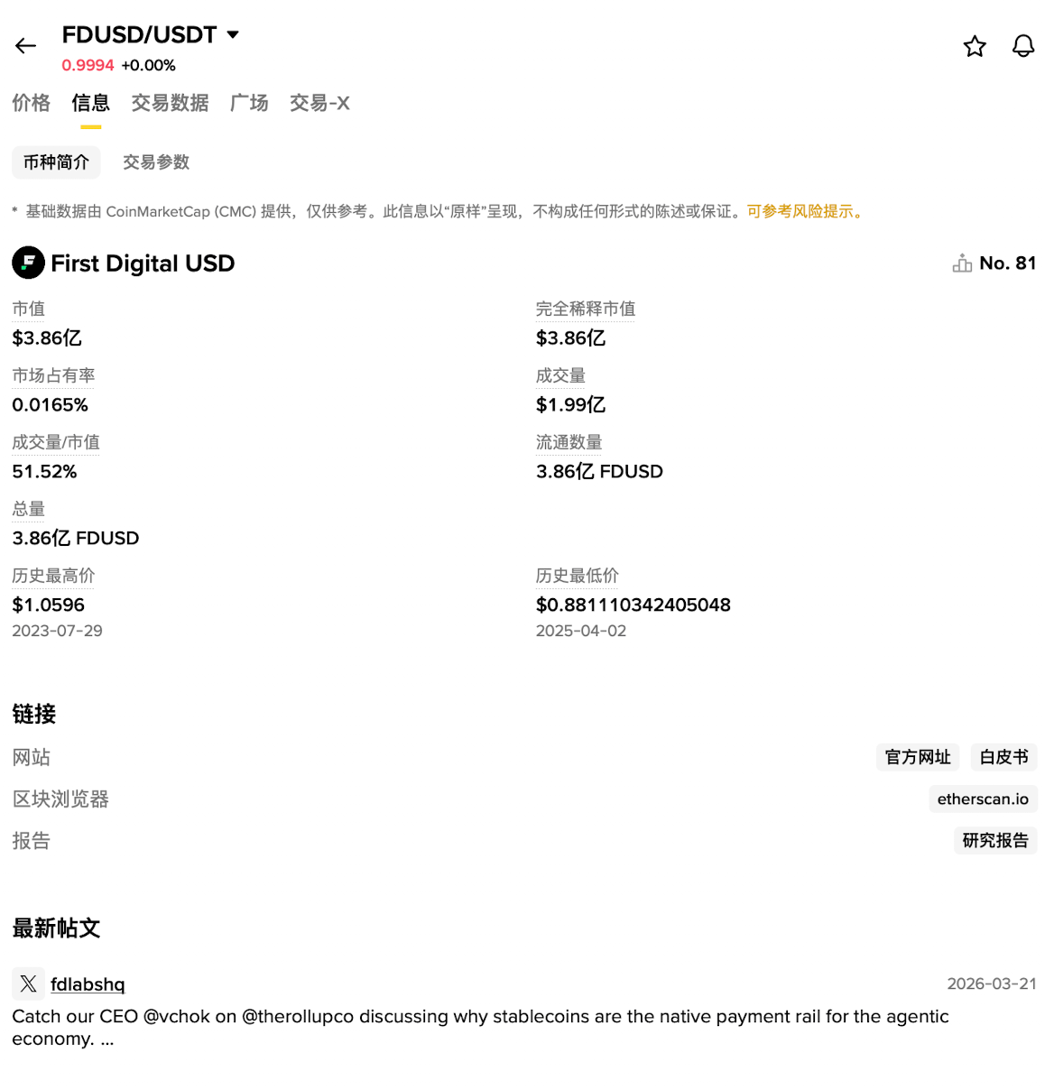 FDUSD:币安生态新锐