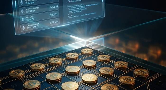 Qtum技术架构图,清晰展示其底层为比特币UTXO,上层为以太坊EVM